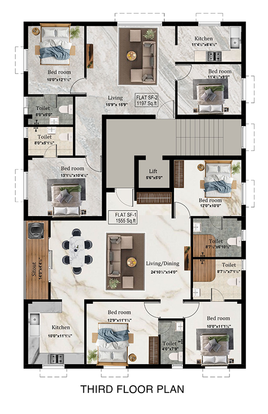 2 BHK flat for sale in Madhavaram floor plan