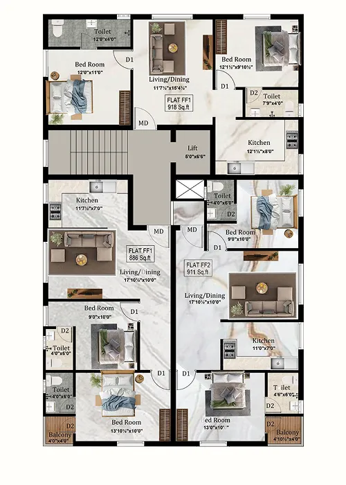 Typical Floor Plan Type B